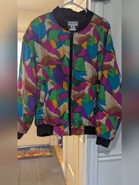 Colorful Abstract Print Bomber Jacket